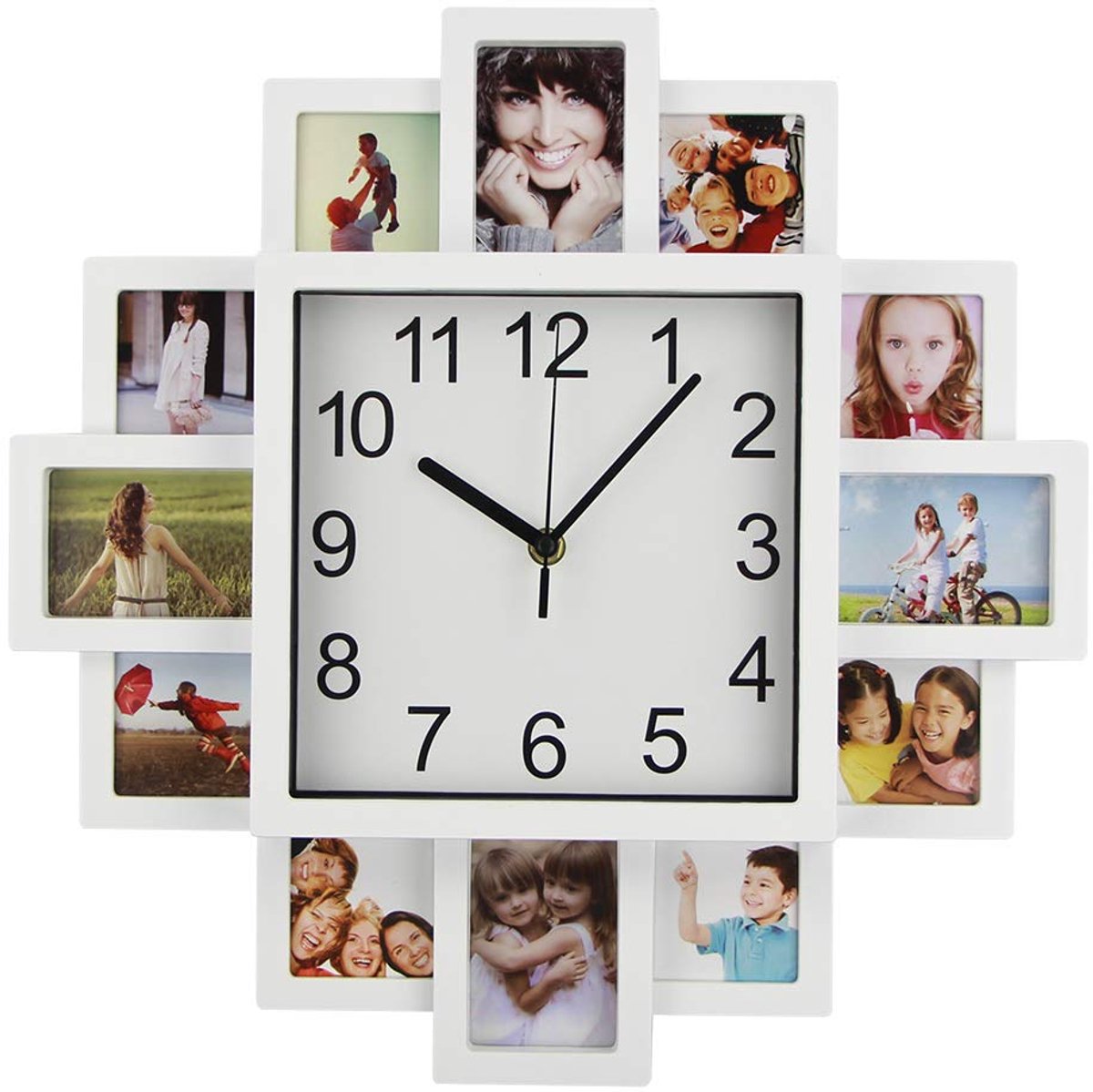 Tijdachtige DIY-frameklok, DIY-wandklok, modern design DIY-fotolijstklok, plastic kunstfotoklok, unieke klok, woondecoratie - maak je eigen klok met meerdere foto's