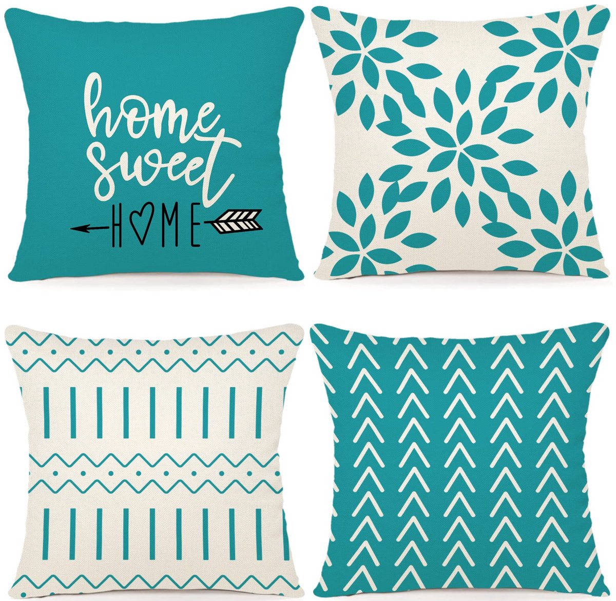 Unyqoos ® Stijlvolle Decoratieve Kussenslopen Set van 4 voor Binnen- en Buitenruimtes blauw