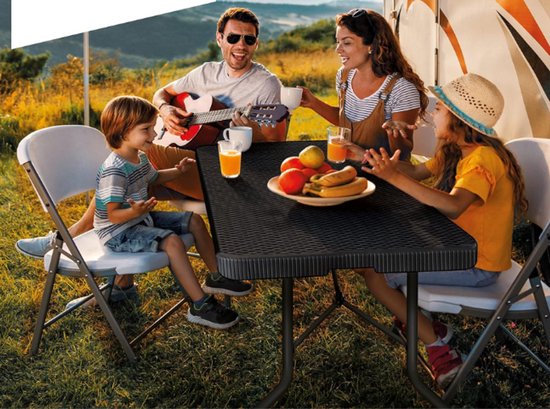 Tuintafel voor 6 personen 180 x 74cm Klaptafel Rattan look Eettafel