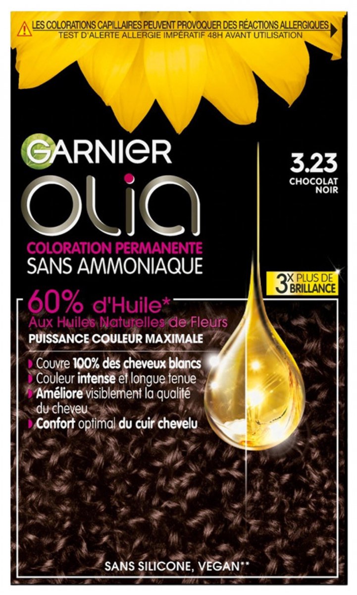 Garnier Olia Ammoniavrije Permanente Haarkleuring 120 g (Kleuren : 3.23 Pure chocolade)