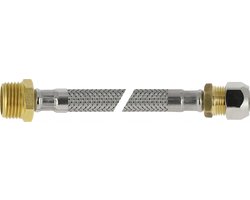 Flexibele aansluitslang - rvs gevlochten - knel x buitendraad - 10mm x 3/8 - DN8 - lengte 35cm
