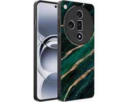 Smartphonica Telefoonhoesje Geschikt voor Oppo Find X7 Ultra met marmer opdruk - TPU backcover case marble design - Groen Goud geschikt voor Oppo Find X7 Ultra