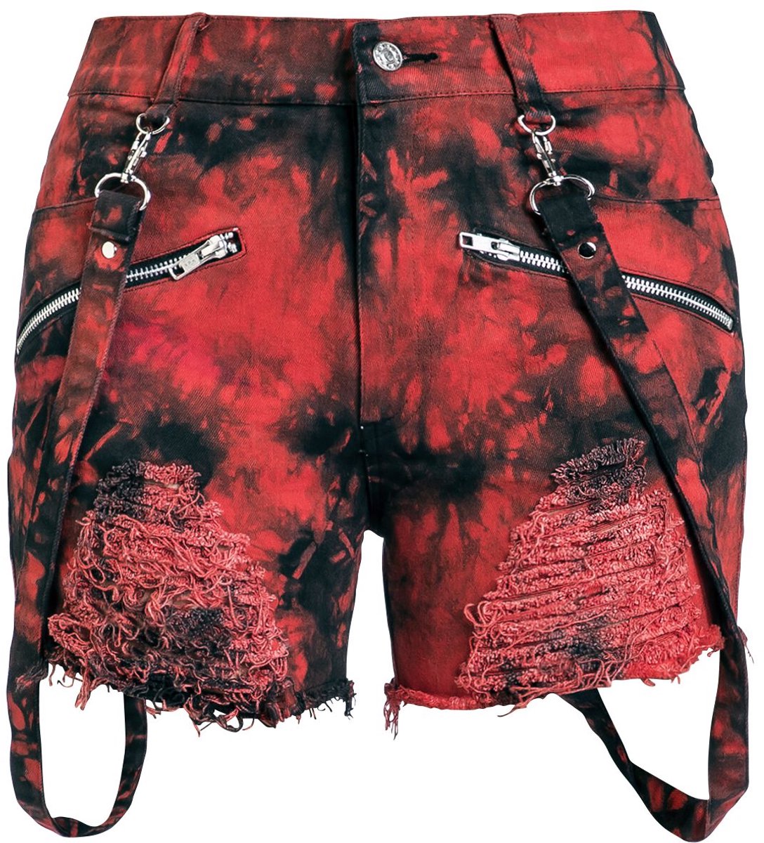 Heartless Demelza Shorts Korte broek zwart-rood 32 Katoen Dames - Rock wear