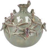 Vase DK Design Spring birds - vert mousse - céramique - D29 x H28 cm - vase à fleurs