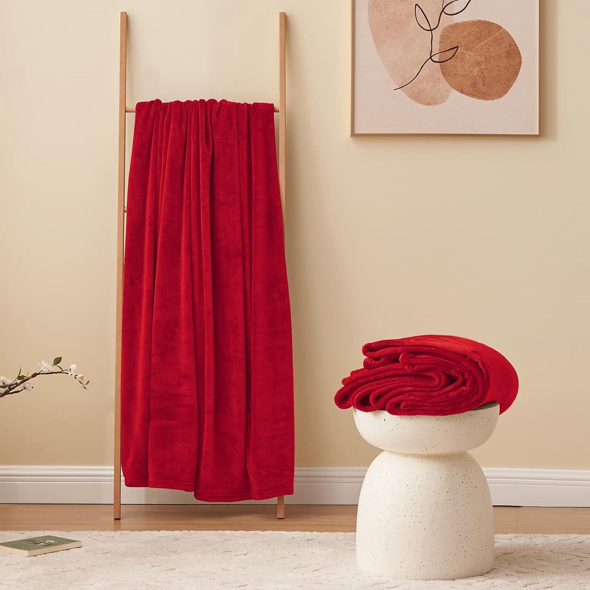 Ibenzoa® Premium Zachte Fleece Dekens - Rood, 130 x 150 cm - Voor Ultieme Comfort