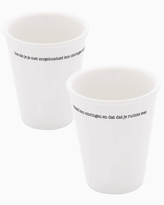 Poëten aan tafel - het servies - Porseleinen beker ‘Hoe als je je' set van 2