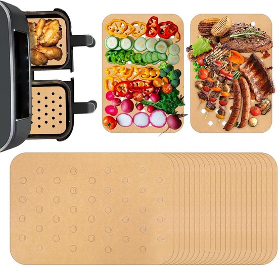edihome, airfryer bakpapier, voor heteluchtfriteuse, 100 stuks, 20-24cm, BPA-vrij, heteluchtfriteuse accessoires, wegwerp, voor oven, 5 tot 8 liter (Cirkelvorm, 20-24 cm