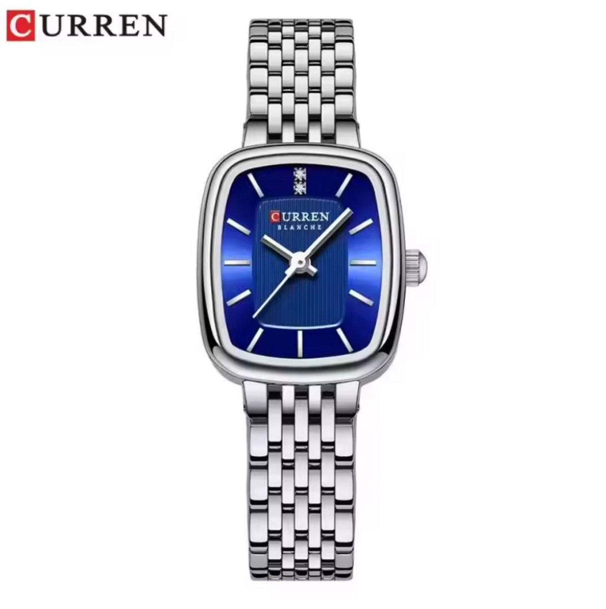 Curren Horloge - Vrouwen - Zilverkleurig met Blauwe Wijzerplaat - Model 9093 - Elegant Dameshorloge - Luxe Cadeau