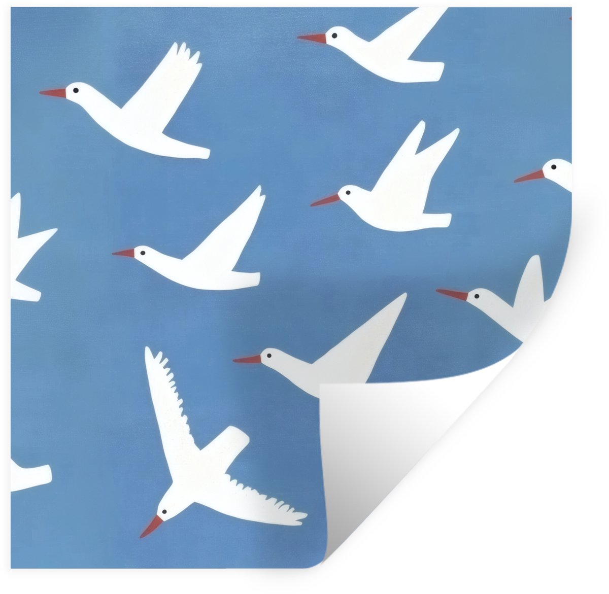 Muurstickers - Sticker Folie - Vogels - Wit - Patroon - 80x80 cm - Plakfolie - Muursticker