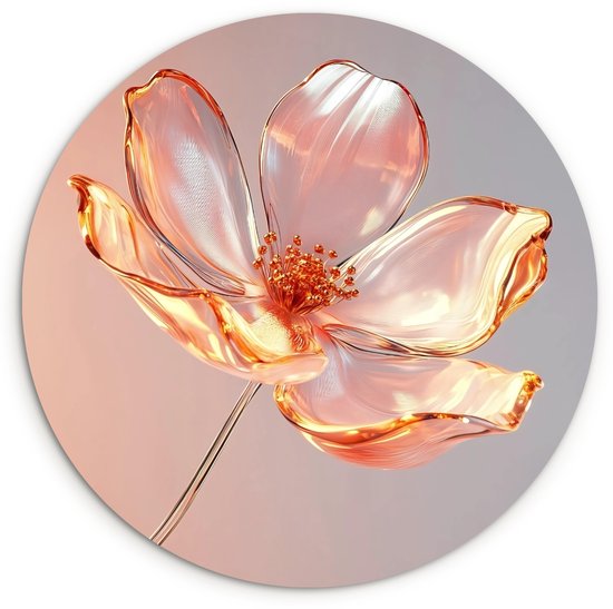 WallCircle® Cercle mural 140x140 cm - Cercle mural en Verres - Bloem - Rose - Décoration murale de salon - Décoration murale de chambre - Accessoires de décoration de chambre - Tableaux ronds