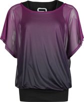 R.E.D. Rock-Engineered Design paars/zwarte T-shirt en top 2 in 1 - Dames - M