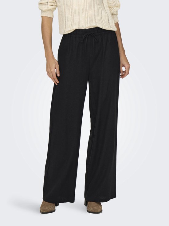 Jacqueline de Yong Pantalon Jdysay Hw Linen Wide Pant Wvn Noos 15318361 Noir Femme Taille - W28