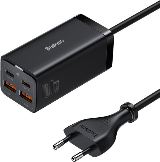 Baseus GaN3 Pro Oplader - Snellader - Power Delivery Adapter - 100W - Zwart