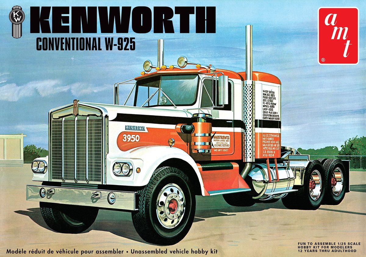 AMT Modelbouwpakket Militaire voertuigen - 1021 Kenworth W925 Conventional -Moving On- Plastic - 1:25 - Modelbouw