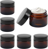 Pots En Verre Ambré 50ml - Lot De 12 - Pour Cosmétiques Et Crèmes - Étanches