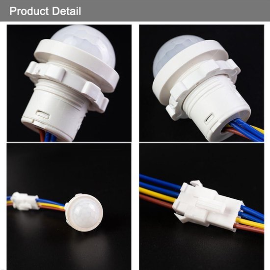 Perel Mini bewegingsmelder, PIR, 8 m detectiebereik,, IP20, Wit