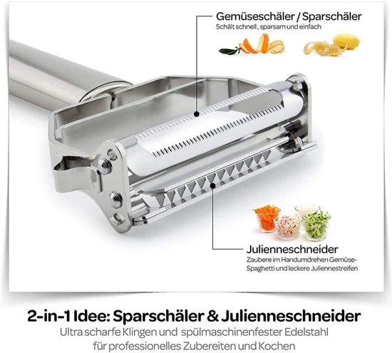 Multifunctionele groenteschiller van staal, fruit- en groenteschiller