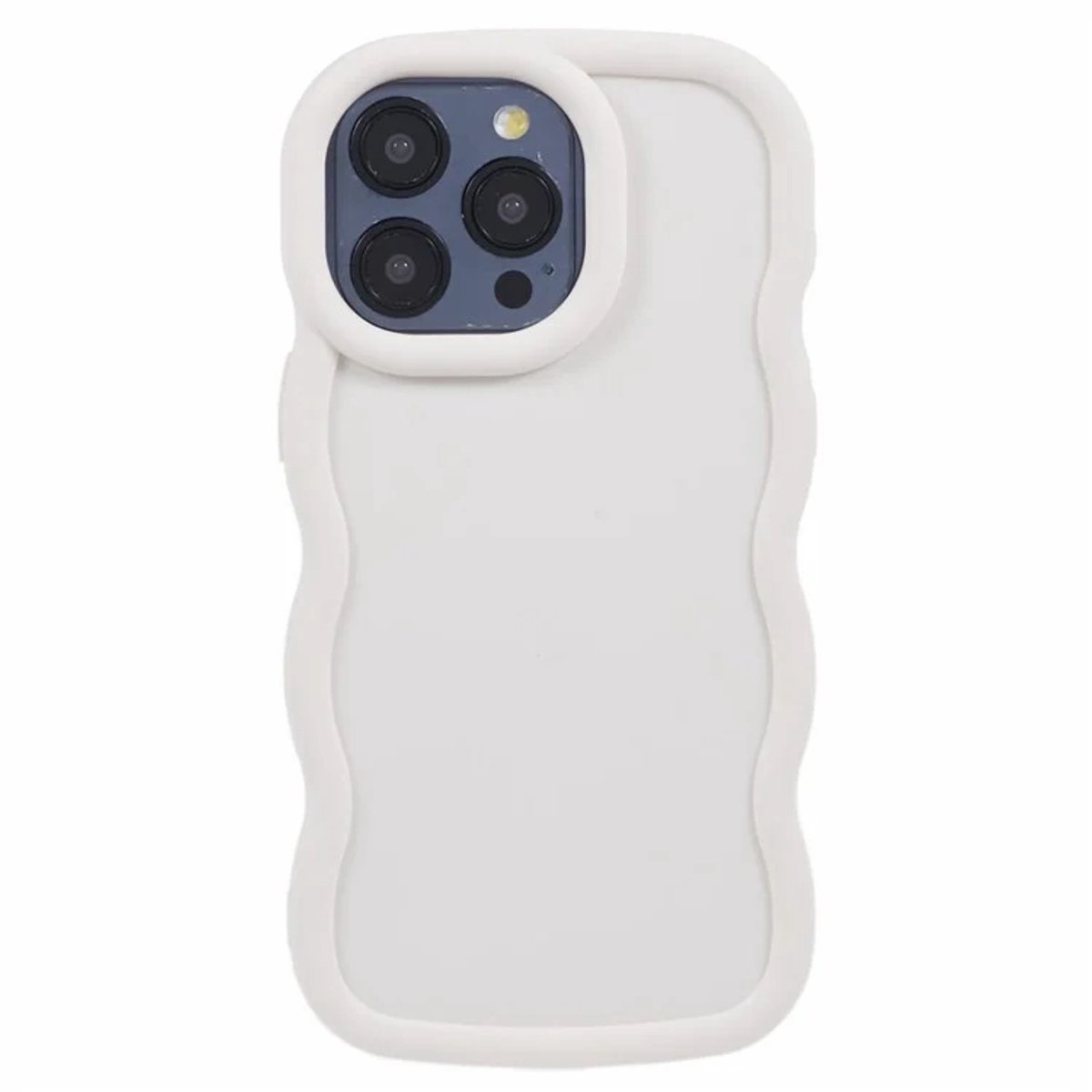 Hoesje geschikt voor Apple iPhone 15 Pro Max - Phonesta Wavy Silicone Back Cover - Beige