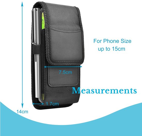 Cadorabo Étui portable avec clip ceinture pour LG Q9 en NOIR - Étui de protection pratique avec mousqueton et porte-stylo