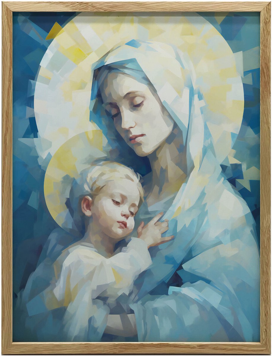 Canvas Schilderij Maria Met Baby Jezus Op Canvas 50X70 Cm