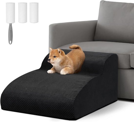 Hondentrap, huisdiertrap voor bed, bank en stoel, kattenhelling met wasbare overtrek en antislip onderkant 3 stappen