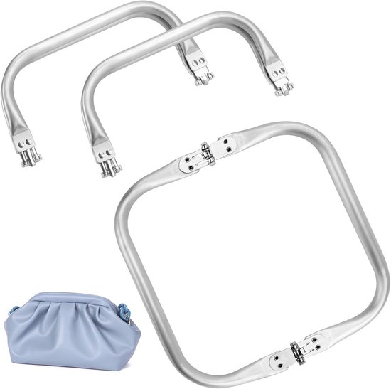 Metalen handtasframe - Set van 3 Voor DIY Tassen | Rechthoekig Aluminium Frame | Sluiting voor Portemonnees en Tassen - 145x150x11mm