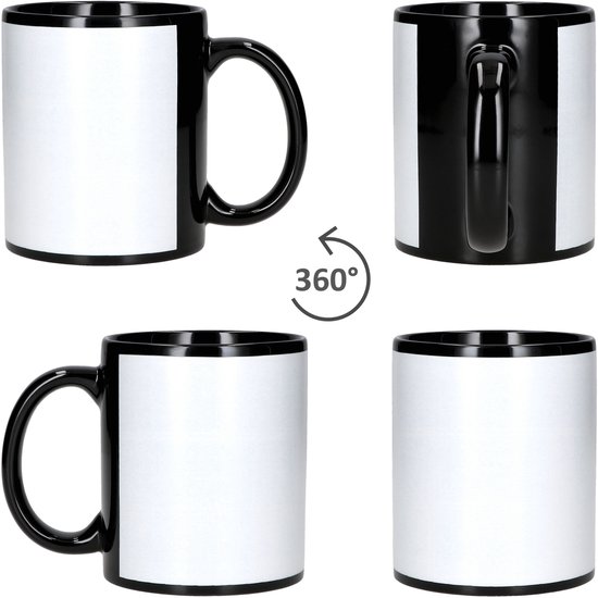 Keramische Koffiemokken met Oor - 200ml - Wit Dots Design - Magnetronb
