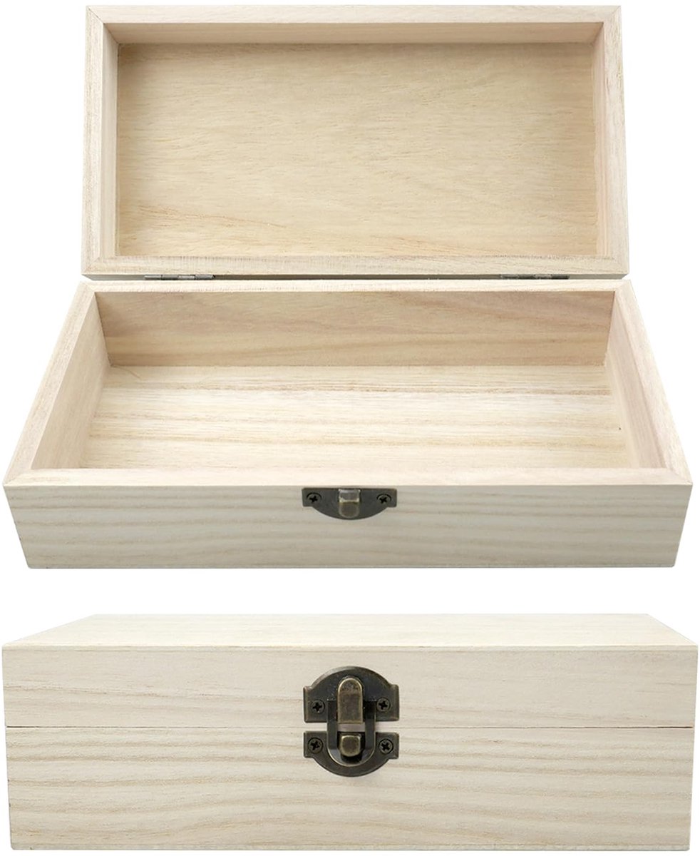 Ibenzoa® Natuurlijk Houten Opbergdoos met Deksel, Perfect voor Sieraden en Kleine Items, 20 x 10 x 6 cm