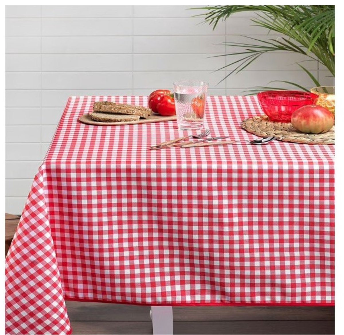 Promo Linnen Rechthoekig Tafelkleed Vlekbestendig 100% Polyester Gingham Patroon