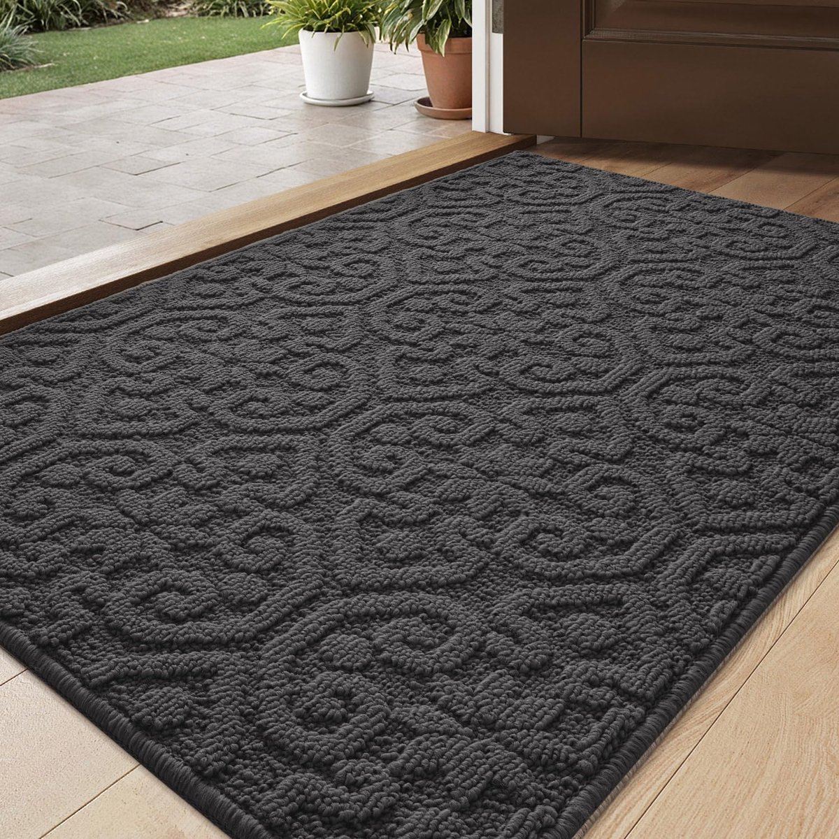 Ibenzoa Absorberende Entreetapijt Mat - Donkergrijs - 44 x 76 cm
