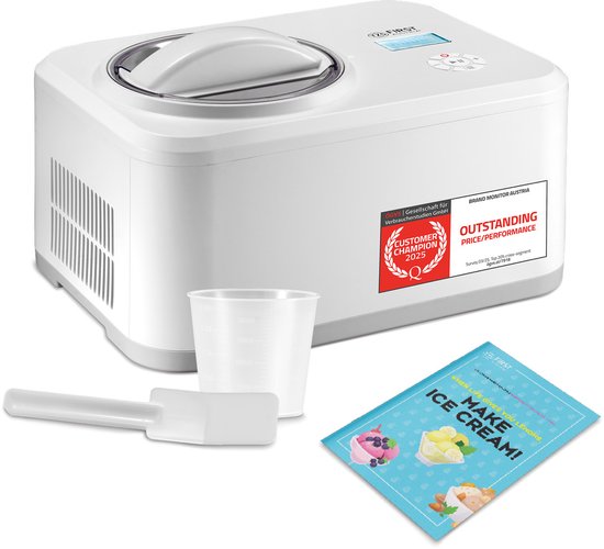 TZS First Austria ijsmachine - 1,5L - compressor - uitneembare roestvrijstalen container - receptenboekje - LCD-scherm - ijs & yoghurt - koel houden van Tzs First Austria — afbeelding 3