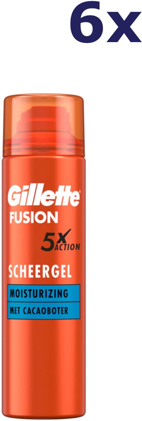 6x Gel de rasage Gillette - Fusion5 Ultra Hydratant 200 ml