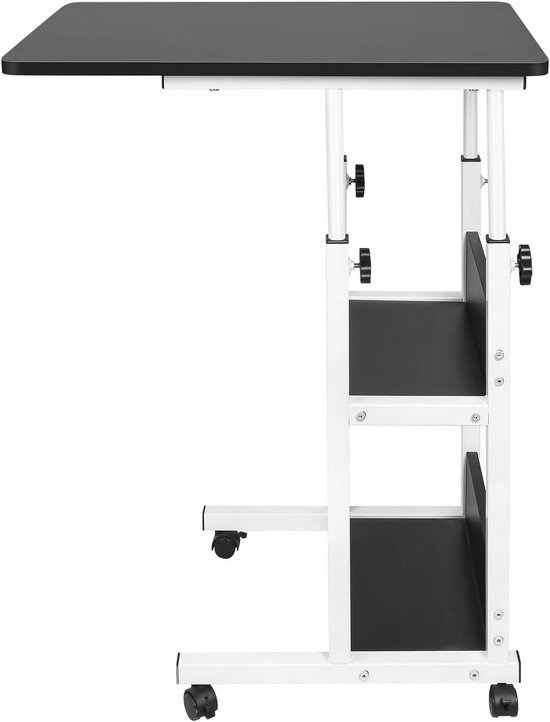 RELOVE Lichte bijzettafel, medisch bed, computerbureau, gamingbureau, oprolbare laptopbank, in hoogte inklapbaar, met 4 wielen (60 x 34,5 x 58-90 cm, bruin RELOVE Lichte bijzettafel, medisch bed, computerbureau, gamingbureau, oprolbare laptopbank, in hoogte inklapbaar, met 4 wielen (60 x 34,5 x 58-90 cm, bruin