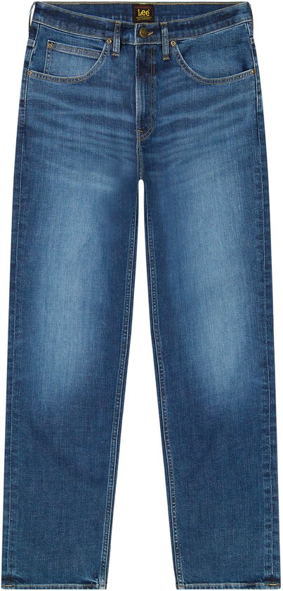 Blauwe Lee jeans met een stonewash-look en rechte pasvorm.