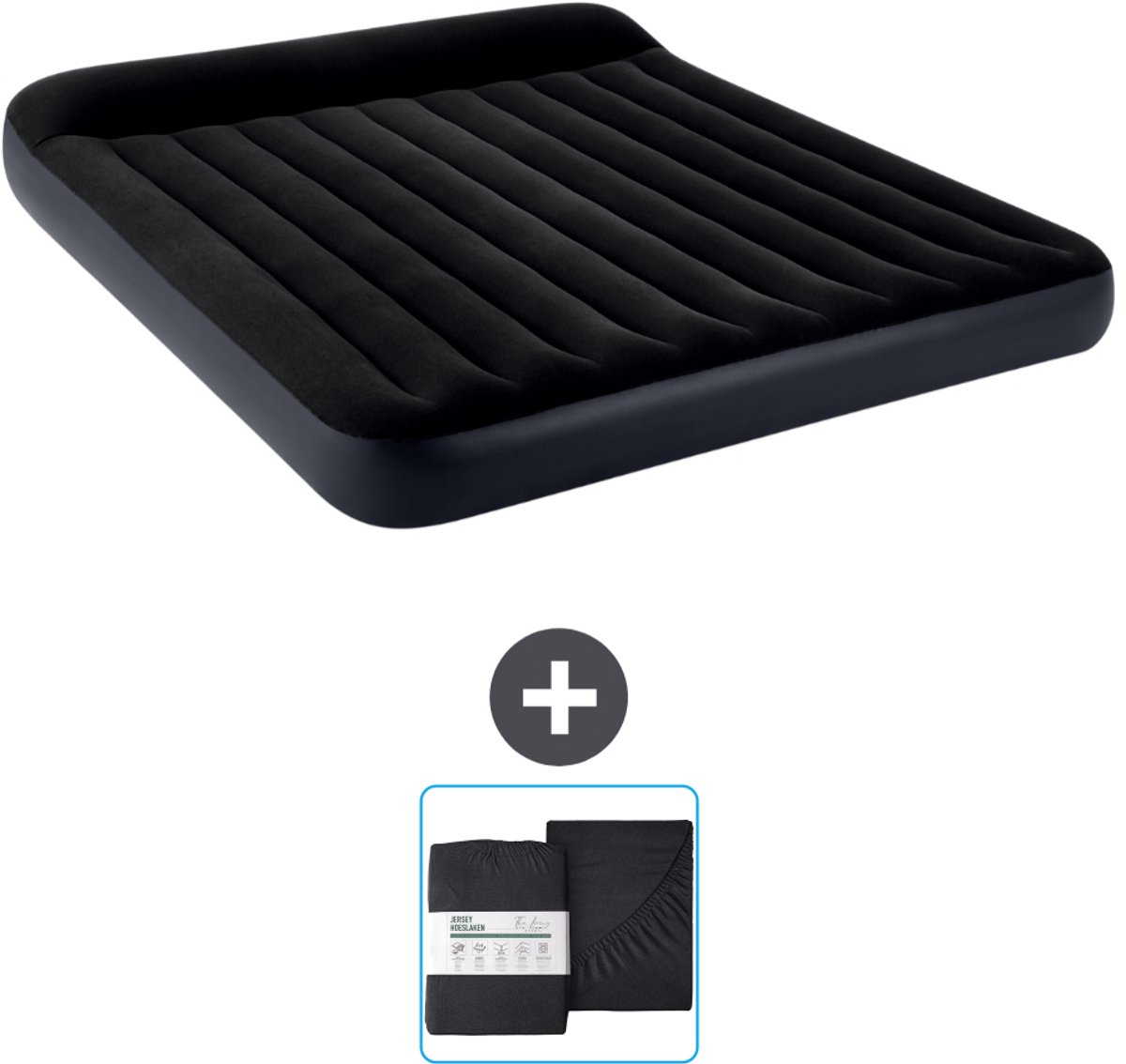 Intex Luchtbed - 2-Persoons - 183 x 203 x 25 cm - Donkerblauw - Inclusief en Hoeslaken