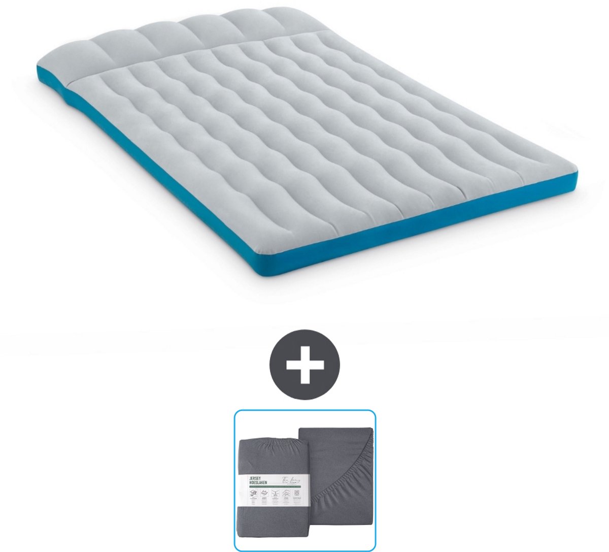 Intex Campingmat - 2-Persoons - 127 x 193 x 24 cm - Blauw - Inclusief en Hoeslaken