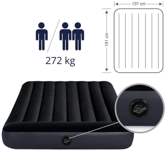 Intex Luchtbed - Twijfelaar - 137 x 191 x 25 cm - Donkerblauw - Inclusief en Hoeslaken van Intex — afbeelding 5