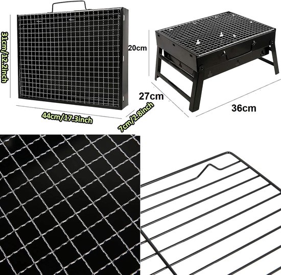 SMH LINE® Opvouwbare Tafel bbq - Houtskoolbarbecue - Draagbaar Barbeque - Camping Grill - 59x22x22cm (LxBxH) - Tafelbarbecues van SMH LINE® — afbeelding 5