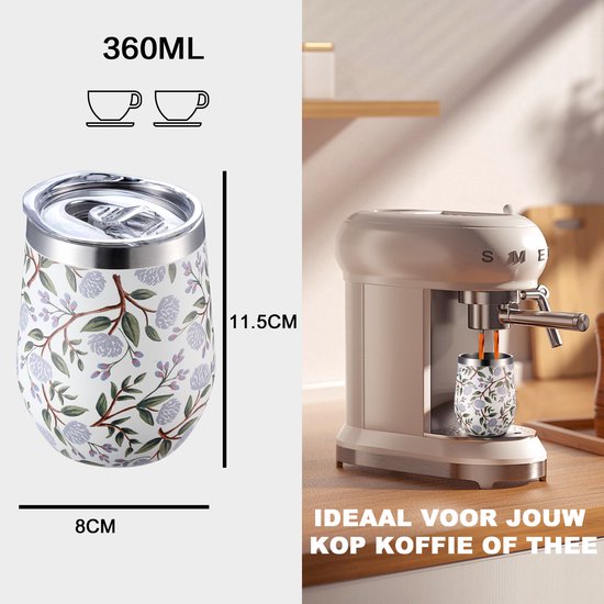 Brisby 4L Koeltas Bloem Wit + Brisby Thermosbeker Set White Flower - De ideale lunchset voor onderweg! van Brisby — afbeelding 3