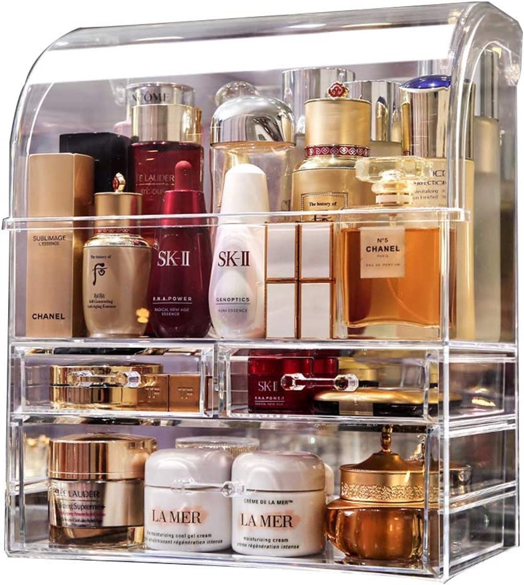 Unyqoos ® Transparante Acryl Cosmetica Organizer met Grote Capaciteit en Handige Laden