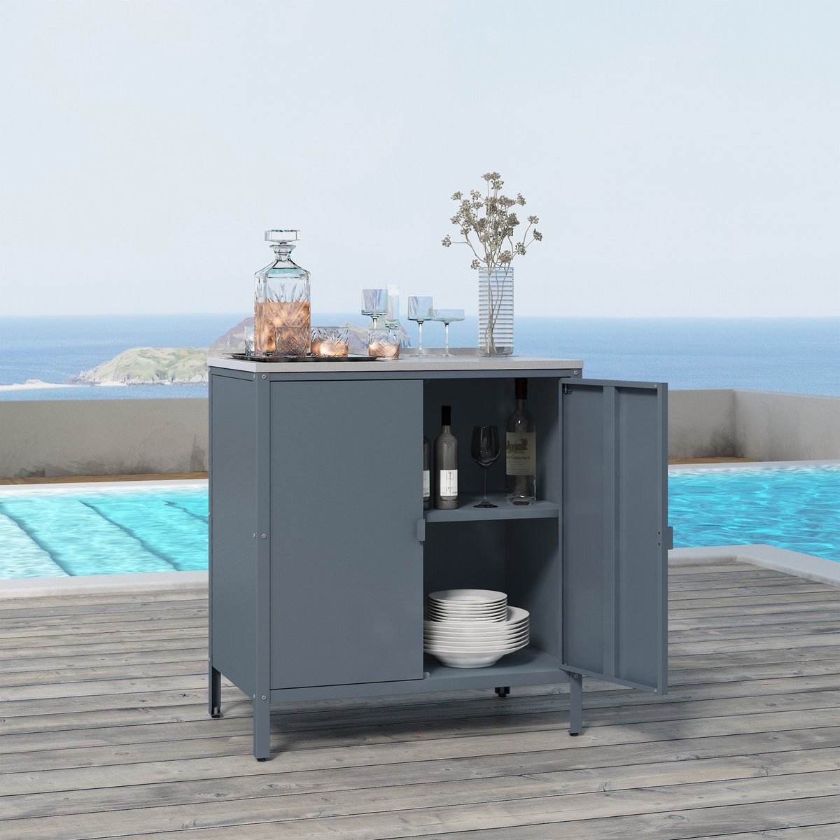 Kast Bolognano voor buiten 92x80x50 cm donkergrijs mat casa.pro