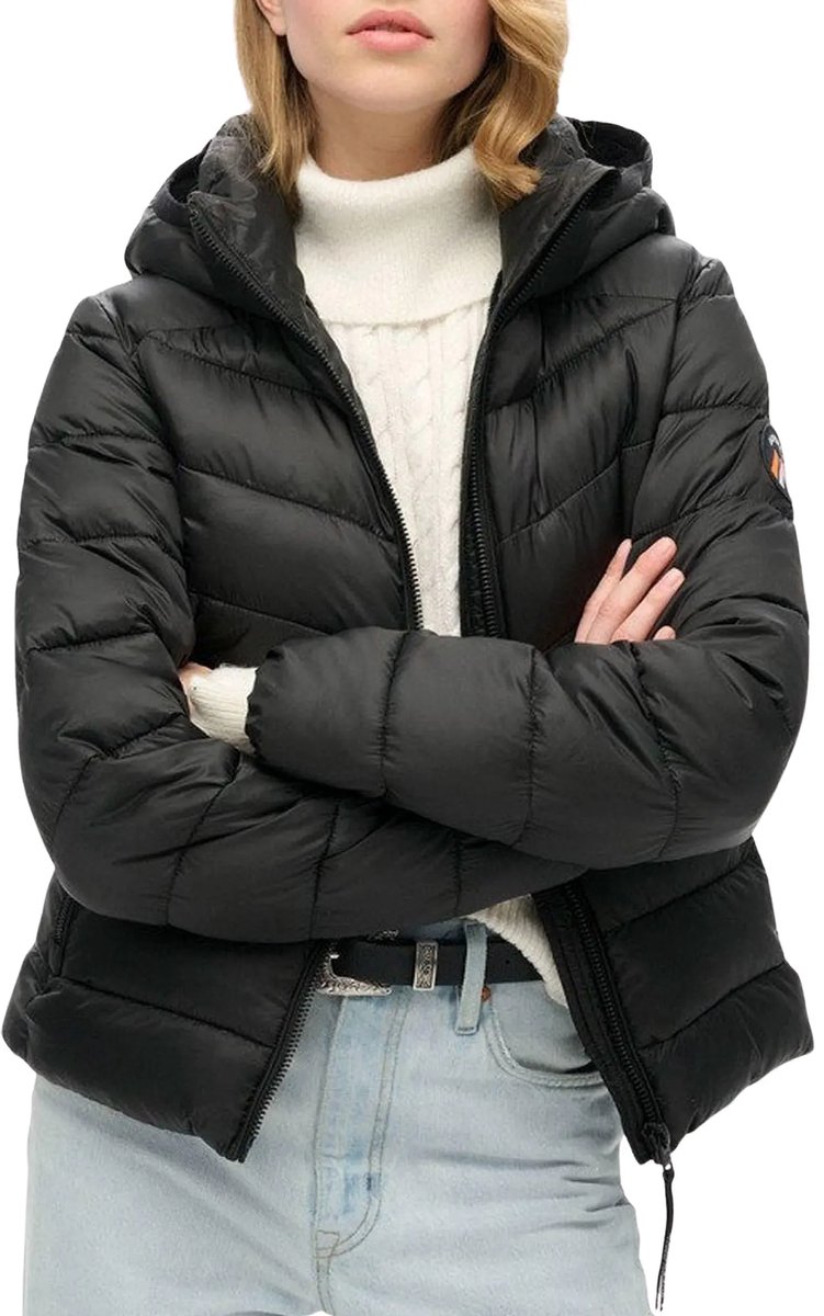 Superdry HOODED FUJI QUILT PADDED JKT Dames Jas Zwart