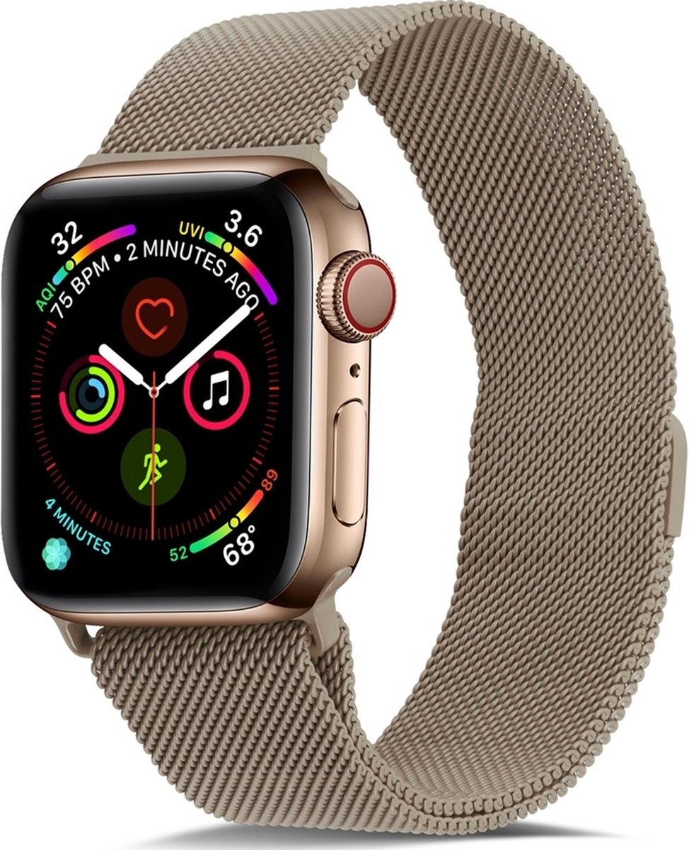 Mobigear Milanese Roestvrij Staal Bandje voor Apple Watch Series 7 (45 mm) - Goud