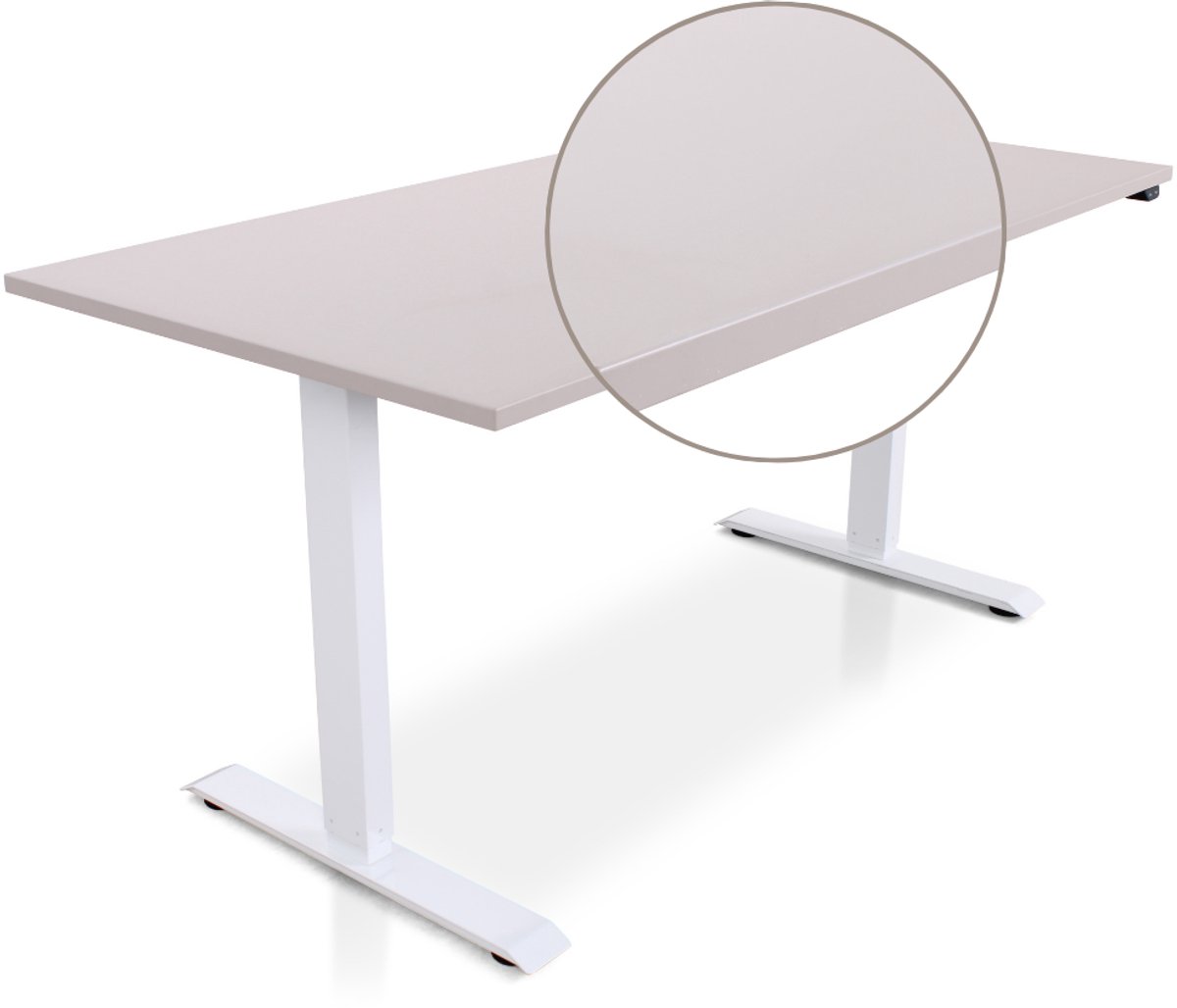 Multi Ratio Lineaflex MRC EASY Zit-Sta Bureau – Elektrisch Verstelbaar – 160x80 cm – Blad Sand Grey – Wit Frame – Inclusief Stekkerdoos & Kabelklemmen