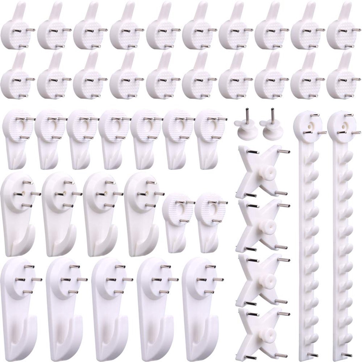 H&S 53 stuks Foto Opknoping Haken Foto Frame Hanger Haak Set Kit Pins - Non-Trace Wit voor Harde Bakstenen Muren Canvas Prints - Foto Opknoping Haak - Foto Opknoping Haak - Foto Haak