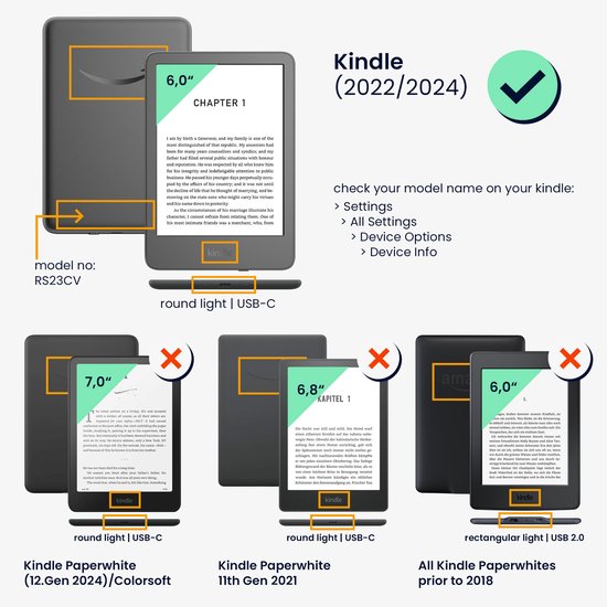 kwmobile e-reader hoesje geschikt voor Amazon Kindle (2022/2024) hoes - E reader flip case met magnetische sluiting - Ereader cover - Bonte bloemen design in roze / donkerblauw / crème van kwmobile — afbeelding 3