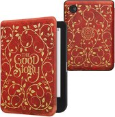 kwmobile e-reader hoesje geschikt voor Kobo Clara BW / Colour hoes - E reader flip case met magnetische sluiting - Ereader cover - Sprookjesboek design in geel / oranje / rood