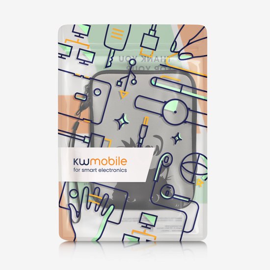 kwmobile Universele Cover voor eReader - Neopreen hoesje Kat Meow design grijs / zwart - 17 x 12 x 2 cm — afbeelding 3