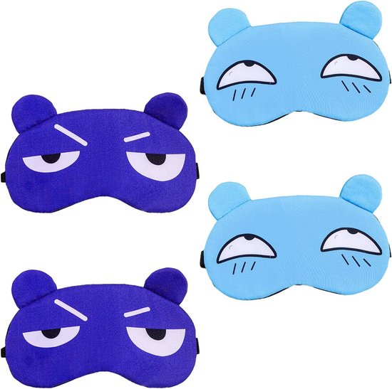 4 stuks schattig slaapmasker, cartoon oogmasker voor reizen, dutje, slaap, lunchpauze, overnachtingsfeest, zachte pluche blinddoek ooghoezen voor vrouwen meisjes kinderen