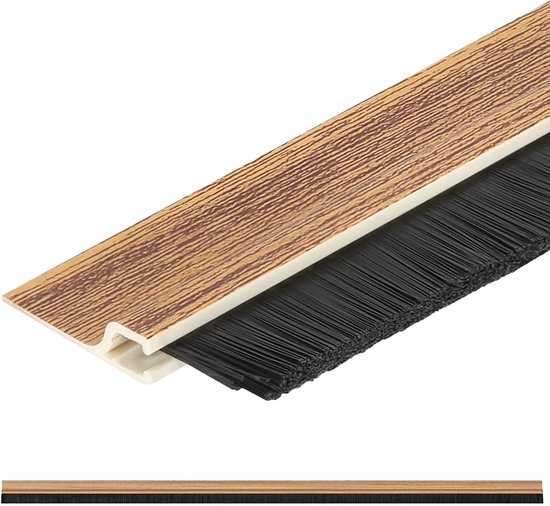 Deurafdichting, zelfklevend, met borstelafdichting, 100 cm x 53 mm, tochtstopper voor deuren, afdeklijsten, afdichtingstape, zwart